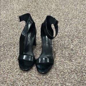 Rampage Black Open-Toe Ankle-Strap Block Heels